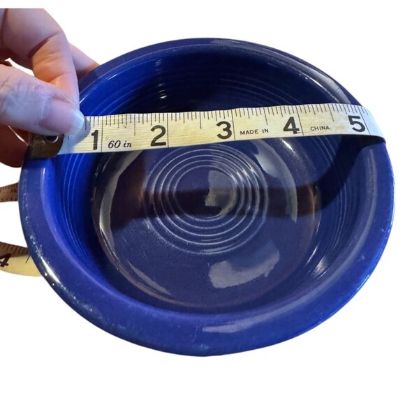 Vintage Fiesta Blue Ceramic Bowl With Ribbed Design - 6" Diameter x 2" Depth - Picture 8 of 9